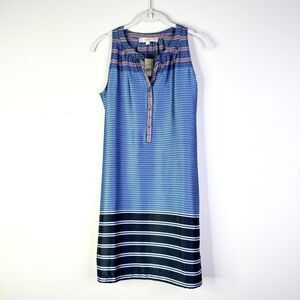 Ann Taylor Loft Dress Women SP Blue Striped Tunic Shift Cottage Corpcore NWT